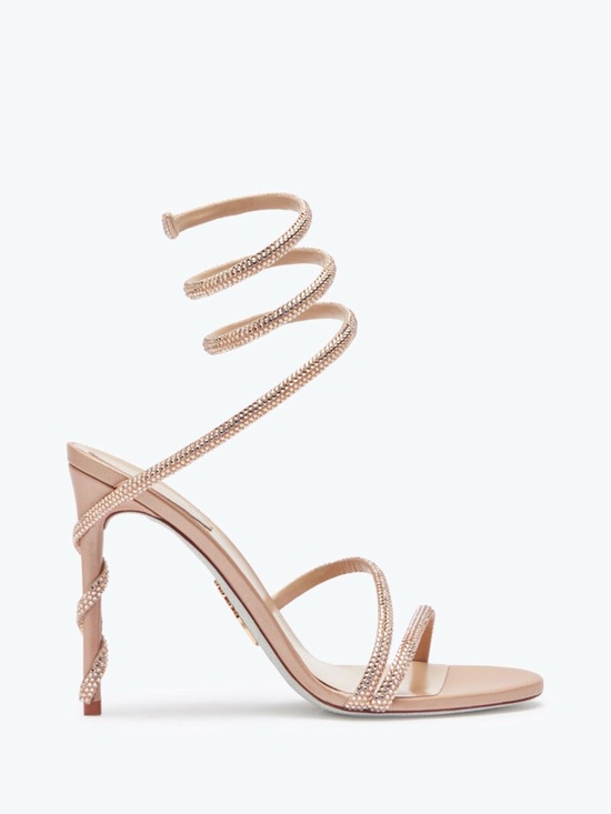 Rene Caovilla Shoes - Rene Caovilla Margot Nude Satin Light Peach-Blush Rose